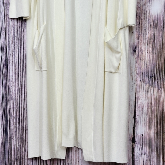 𝅺Linea by Louis Dell'olio Whisper Knit Long Pocket Cardigan Ivory Cream Size 2X - Picture 4 of 12